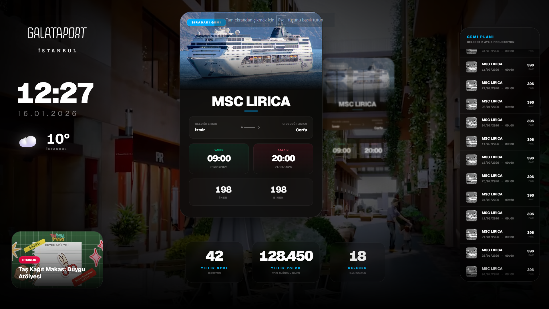 Galataport Cruise Operasyon ve İzleme Ekranı (G-COC)